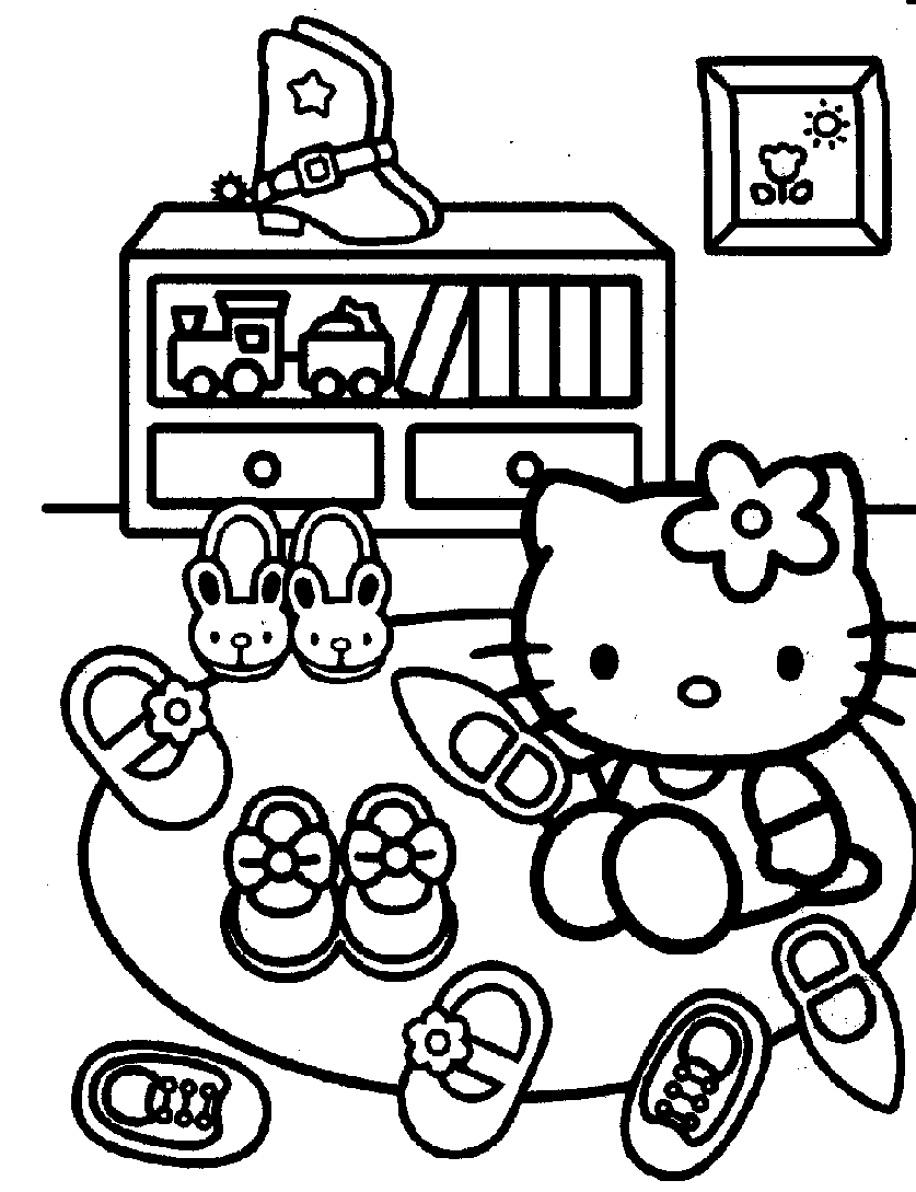 Gambar Mewarna Hello Kitty